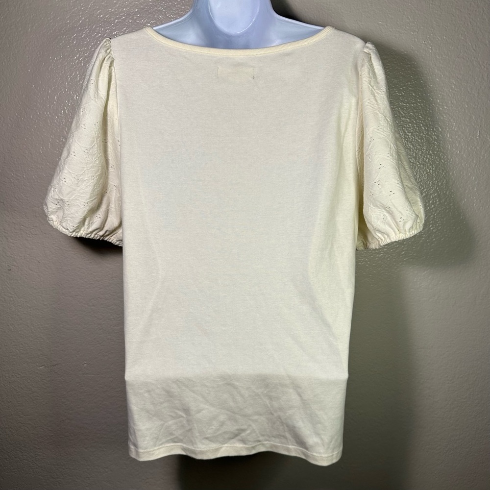 Madewell Eyelet-Sleeve Henley Top in Ivory - Picture 8 of 8